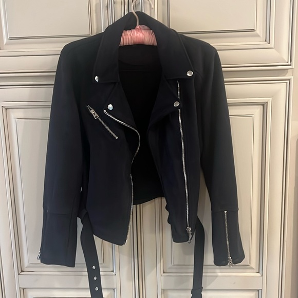 TOPSHOP Suede Moto Jacket sz 6 US - Picture 1 of 5